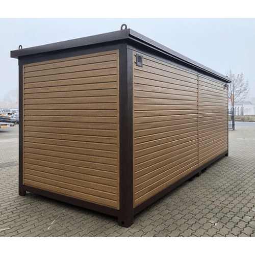 Bürocontainer 6 × 2,40m holzfarbe