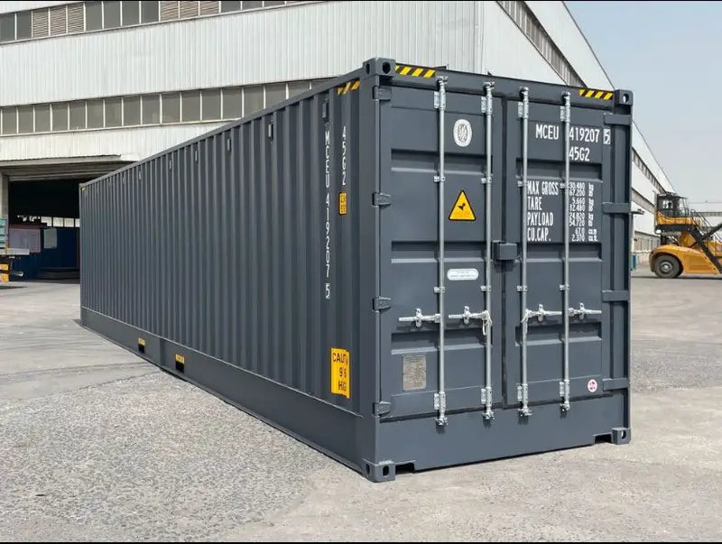 Neuer 40-Fuß-Seecontainer mit offenen Seiten, grau