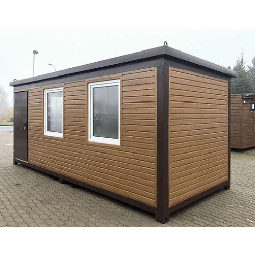 Bürocontainer 6 × 2,40m holzfarbe