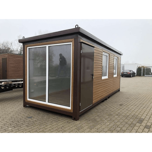 Bürocontainer 6 × 2,40m holzfarbe